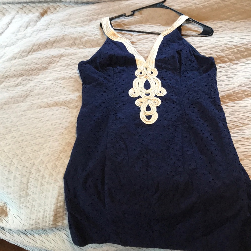 Lily Pulitzer Navy and Gold DRess